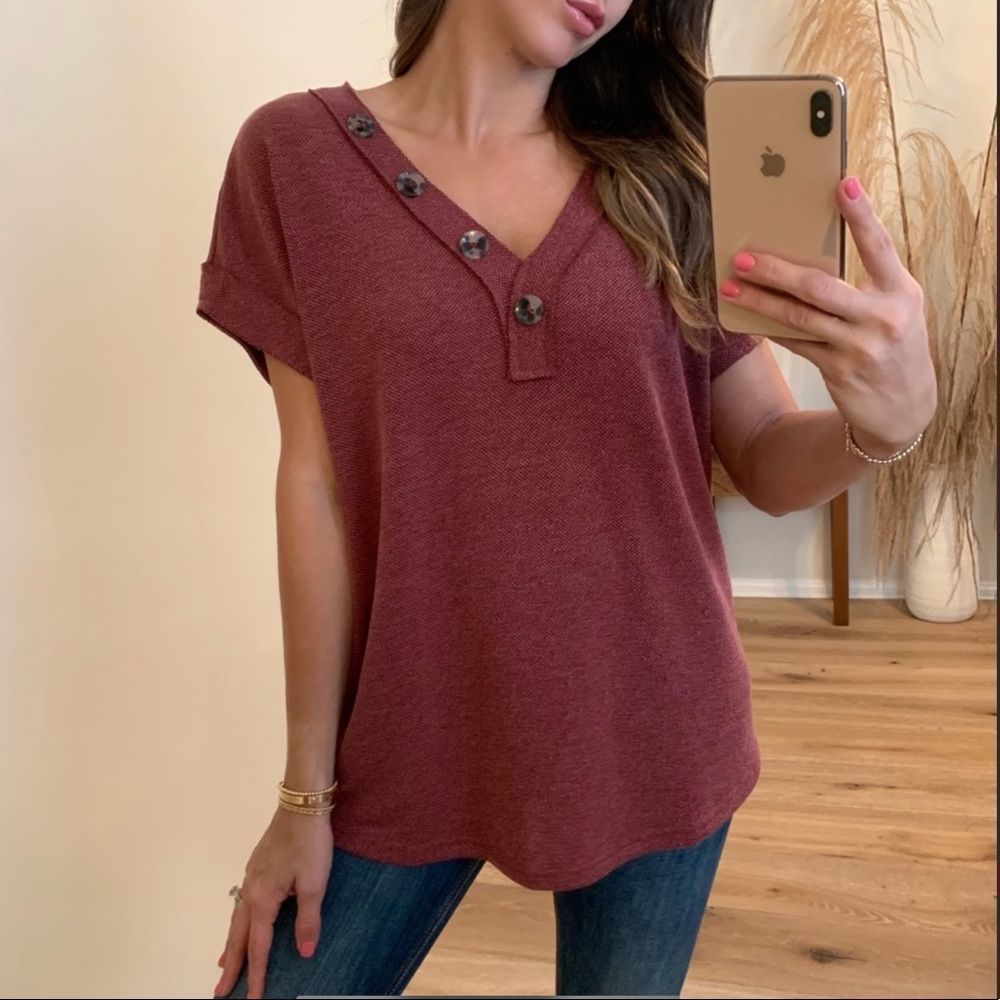 Chloe Button Top Berry Medium